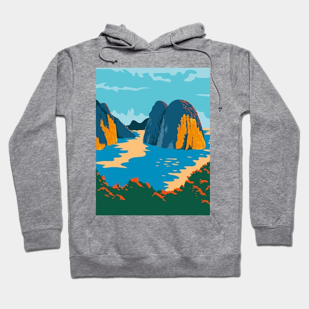 Ha Long Bay or Halong Bay in Quang Ninh Province Vietnam WPA Poster Art Color Hoodie by patrimonio